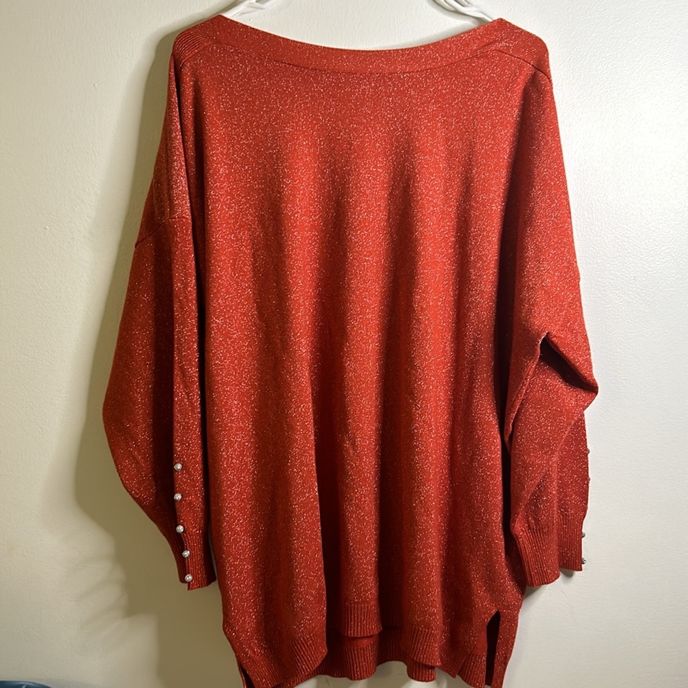 Vila Milano size 2 x gold red orange metallic long sleeve sweater embellished…